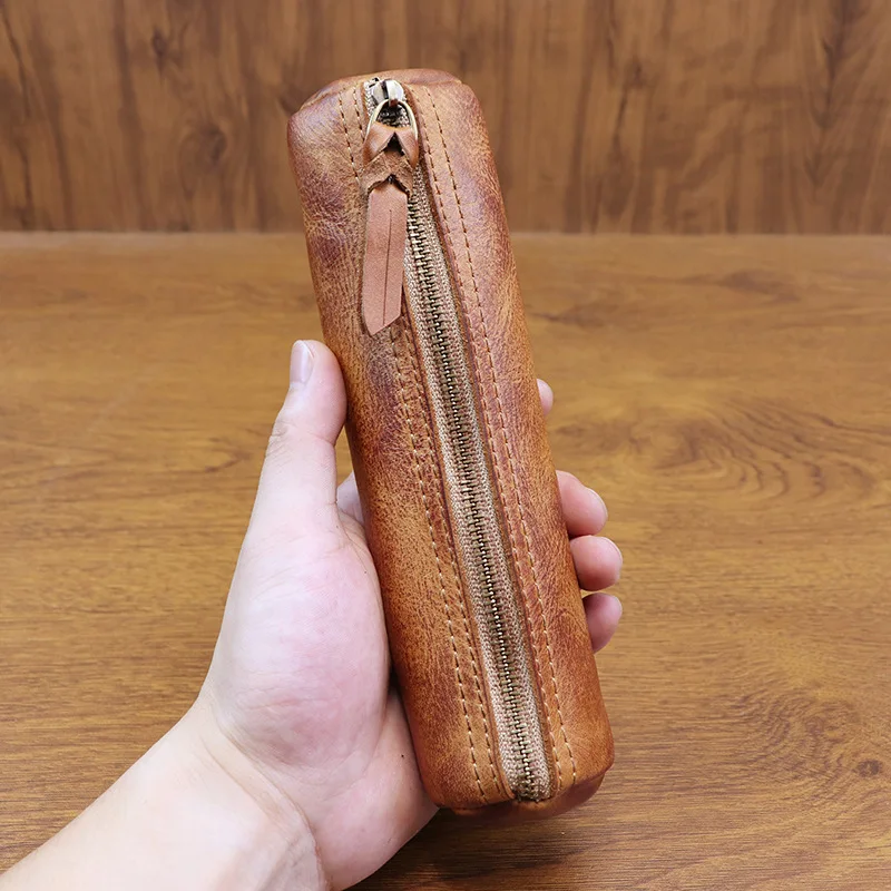Estuche para lápices de cuero  - Tan Stationery & Office Supply reseña y precio